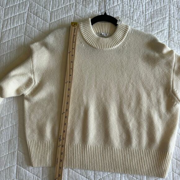Madewell Boxy Crewneck Sweater Women Wool Cashmere Blend Cream XS New - Picture 9 of 10